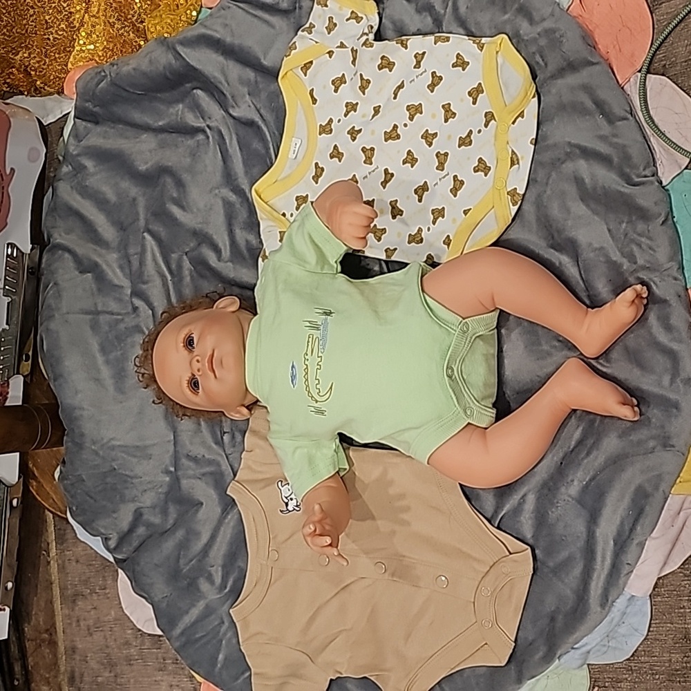 F 3 premie onesies green yellow tan